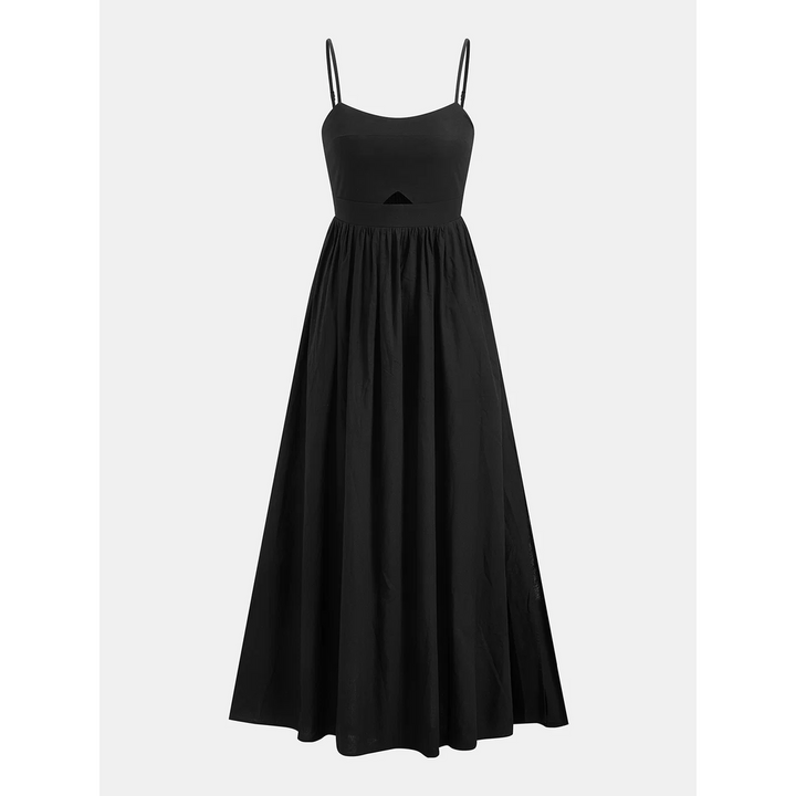 Women Sleeveless Cut-Out Maxi Dress With Pockets