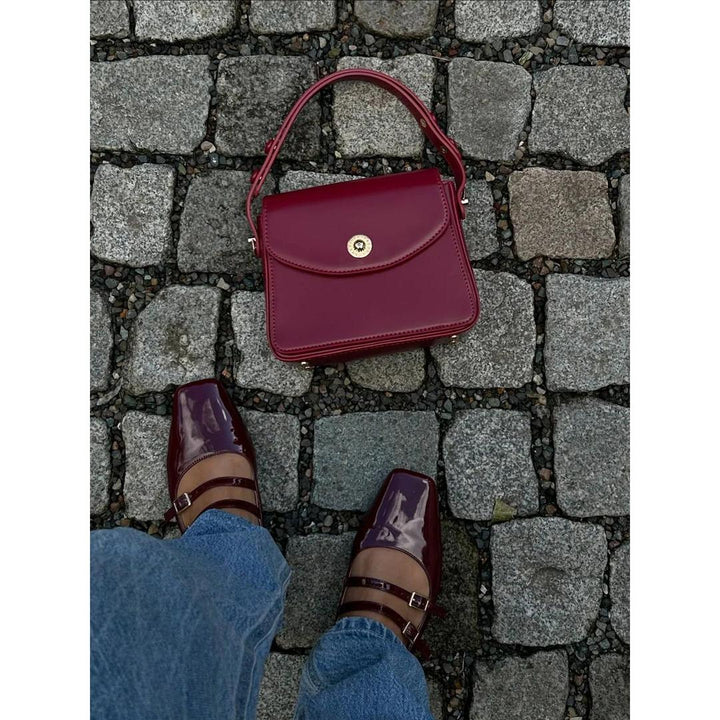 Women Solid Flap Shoulder Bag Structured Top Handle Handbag