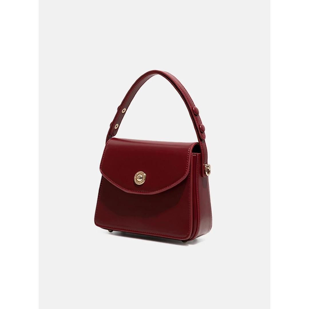 Women Solid Flap Shoulder Bag Structured Top Handle Handbag