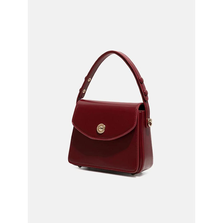 Women Solid Flap Shoulder Bag Structured Top Handle Handbag