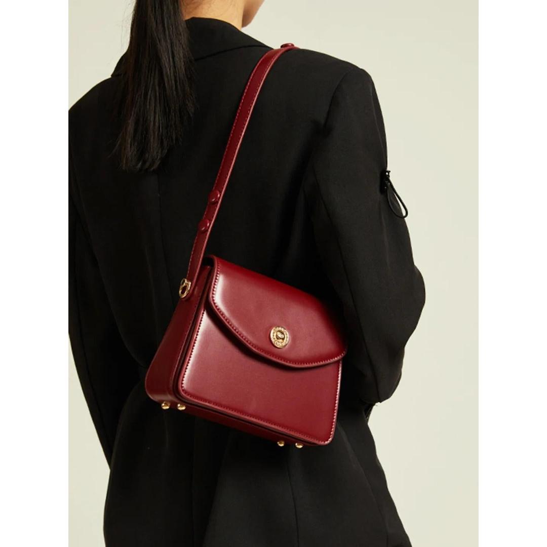 Women Solid Flap Shoulder Bag Structured Top Handle Handbag