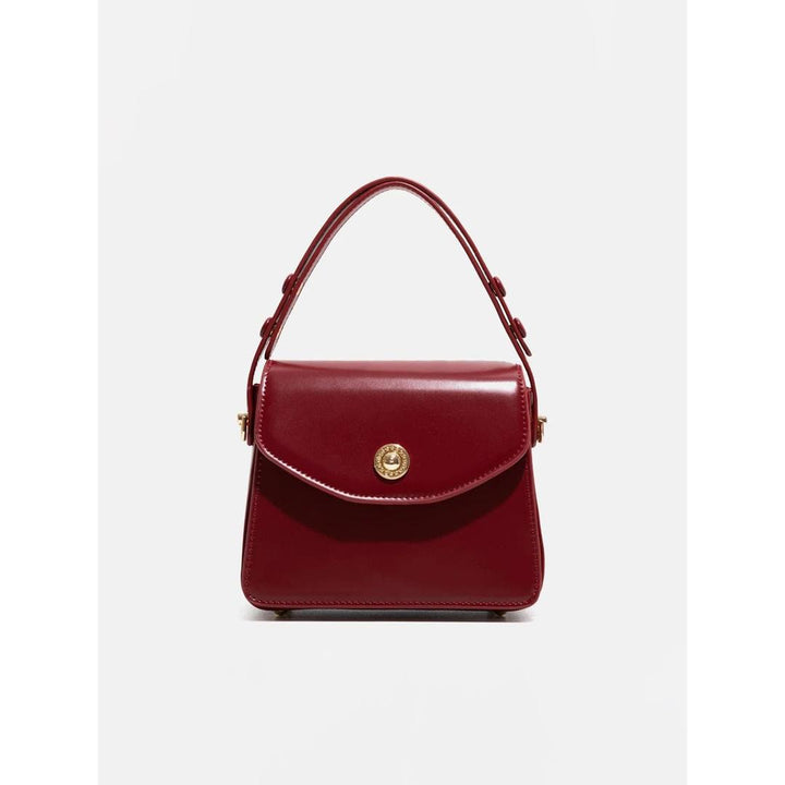 Women Solid Flap Shoulder Bag Structured Top Handle Handbag
