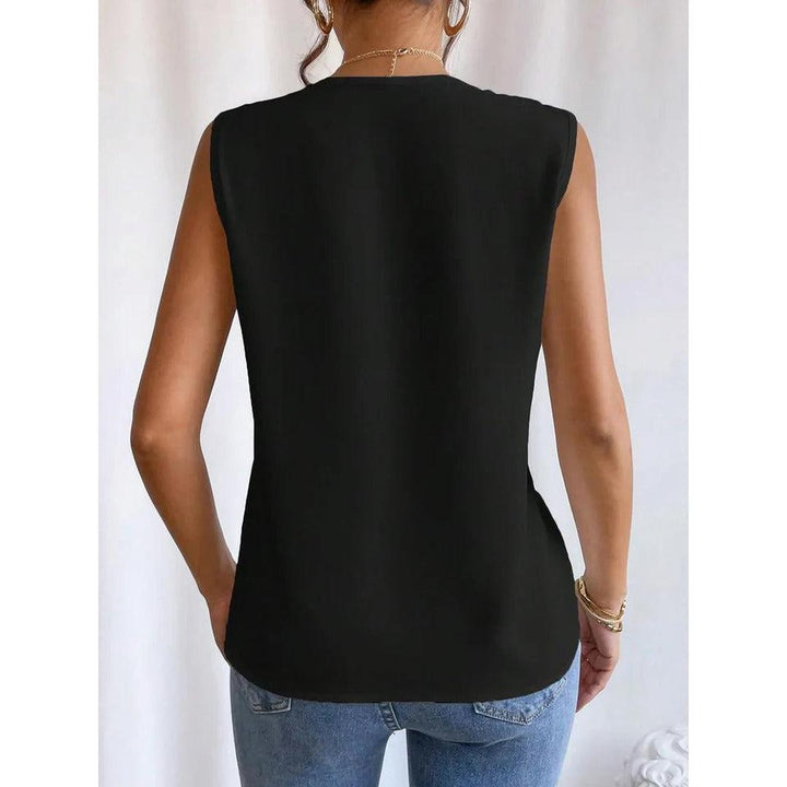 Women Top Solid Color V Neck Sleeveless