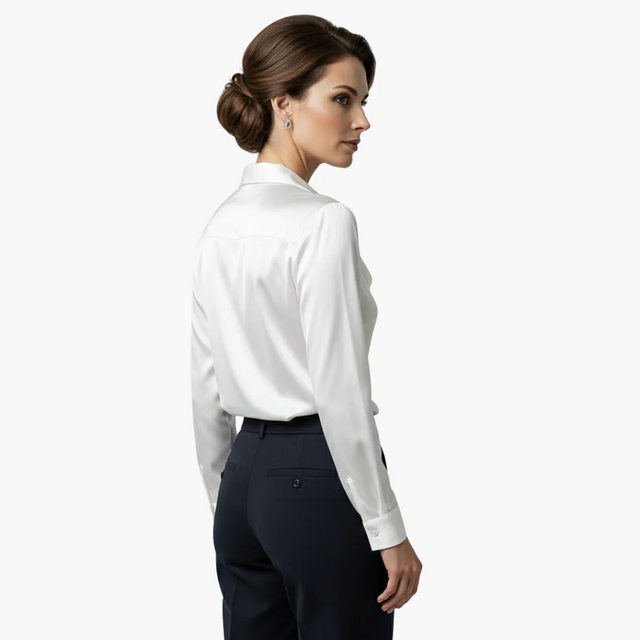 Women Blouse Long Sleeve Draped Collar