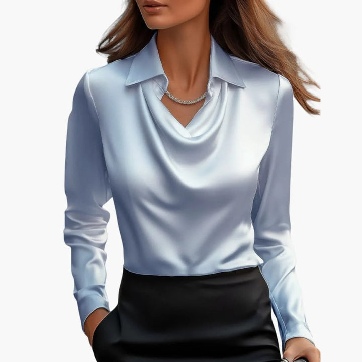 Women Blouse Long Sleeve Draped Collar