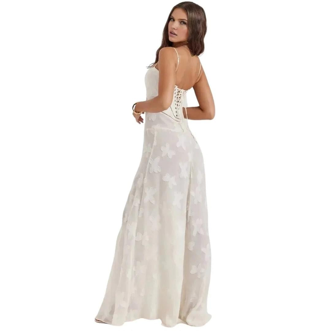 Women Corset Maxi Dress Lace-Up Back
