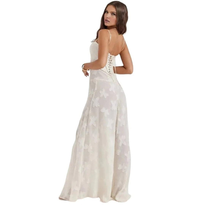Women Corset Maxi Dress Lace-Up Back