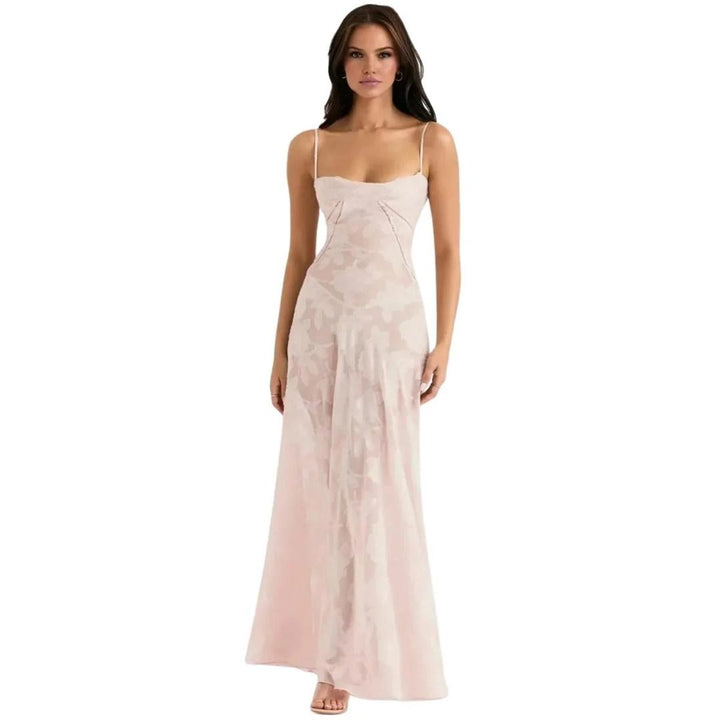 Women Corset Maxi Dress Lace-Up Back