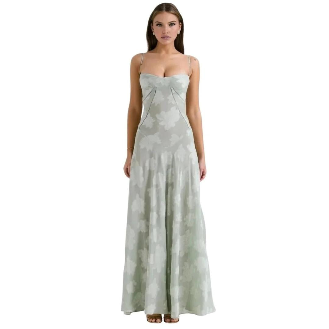 Women Corset Maxi Dress Lace-Up Back