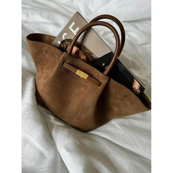 Women Handbag Suede Look Surface Double Handle