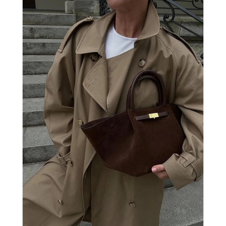 Women Handbag Suede Look Surface Double Handle