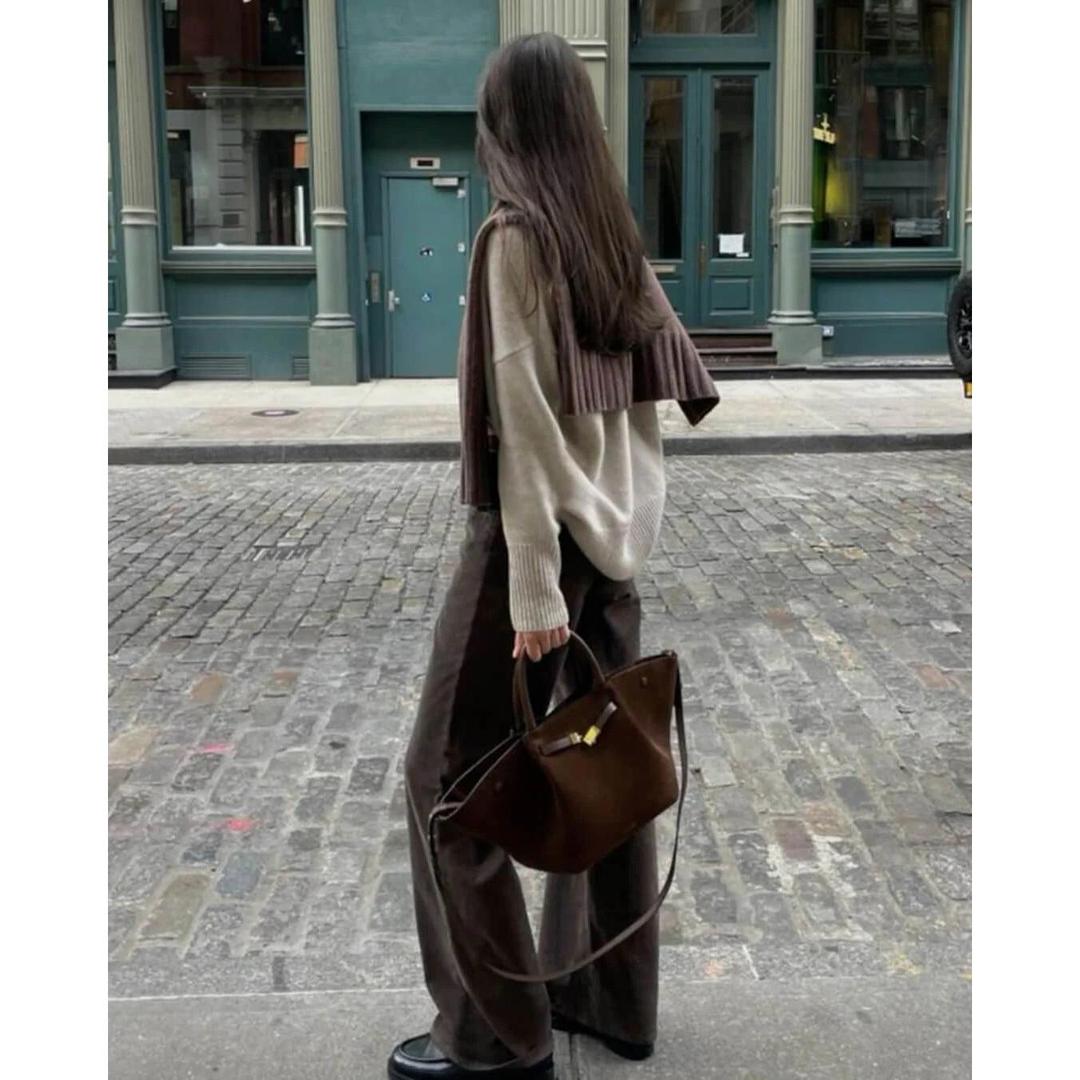 Women Handbag Suede Look Surface Double Handle