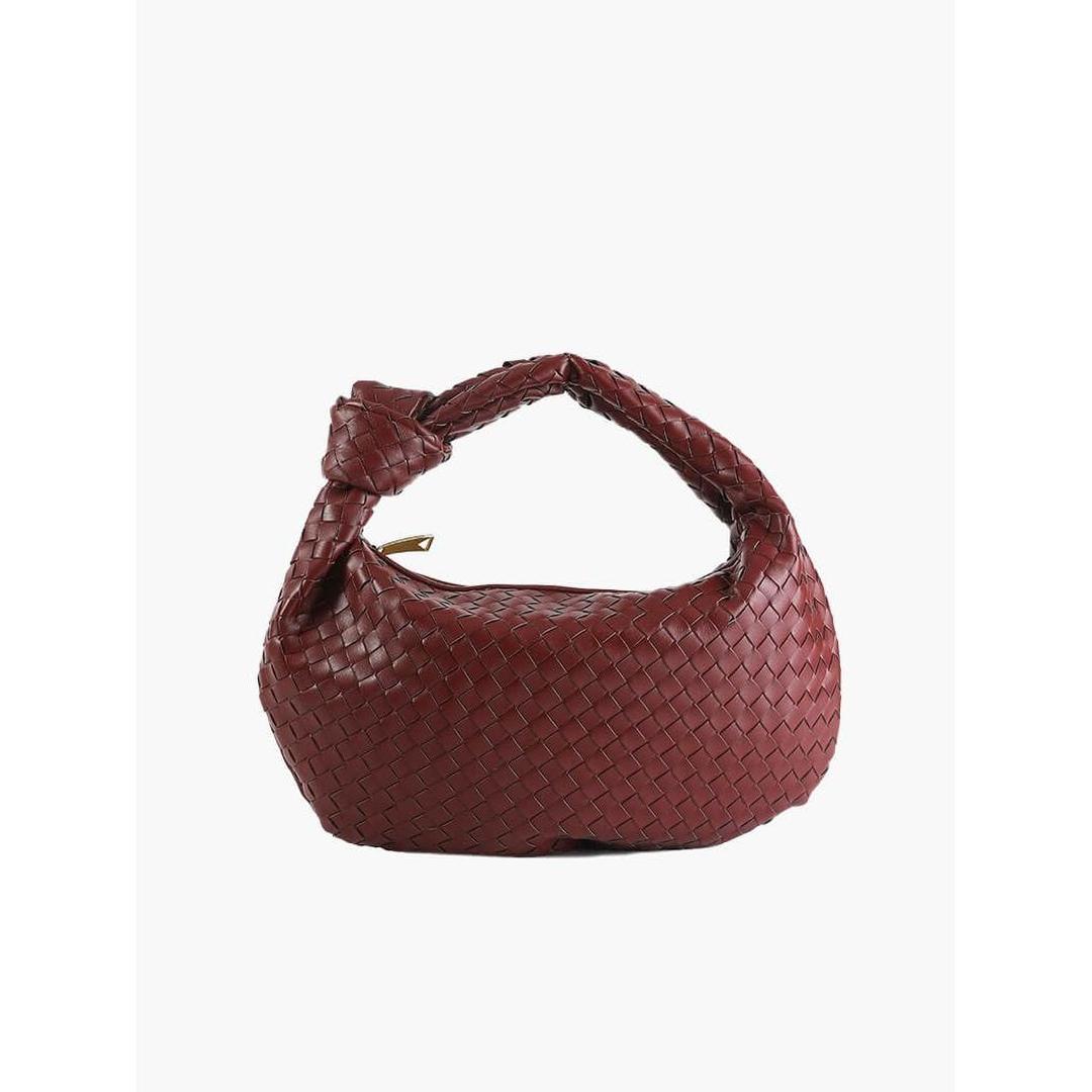 Women Handbag Woven Texture Top Handle Rounded Shape
