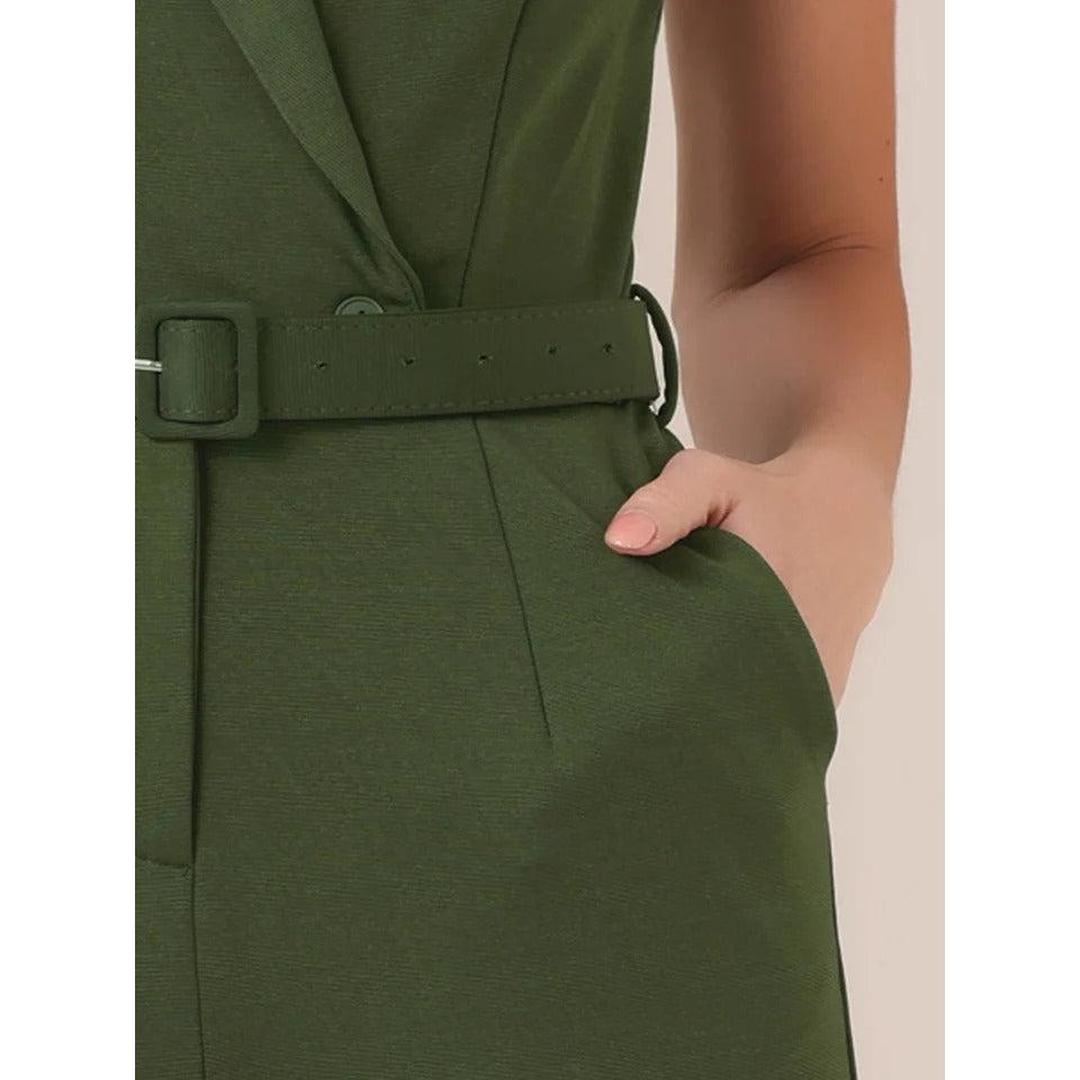 Women Jumpsuit Sleeveless Button Front Wide Leg
