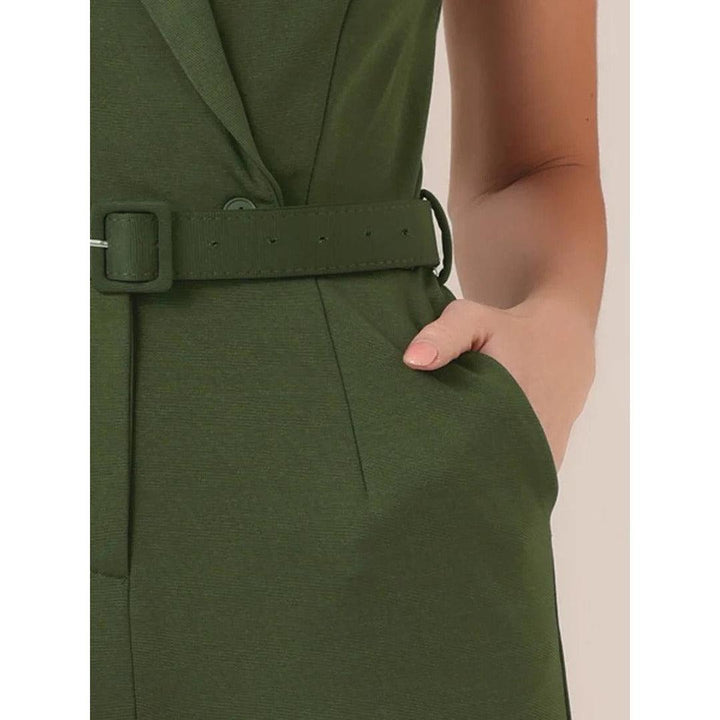 Women Jumpsuit Sleeveless Button Front Wide Leg