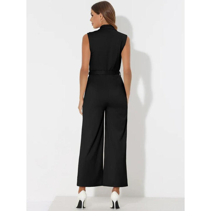 Women Jumpsuit Sleeveless Button Front Wide Leg