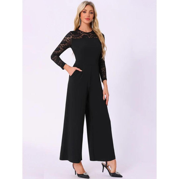 Women Jumpsuit Long Sleeve Lace Wide Leg