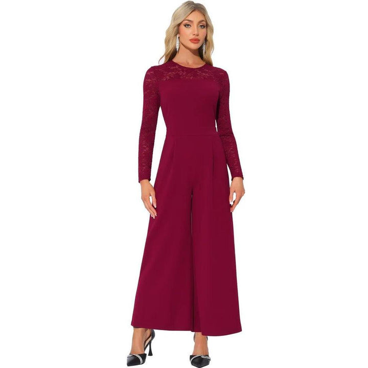 Women Jumpsuit Long Sleeve Lace Wide Leg