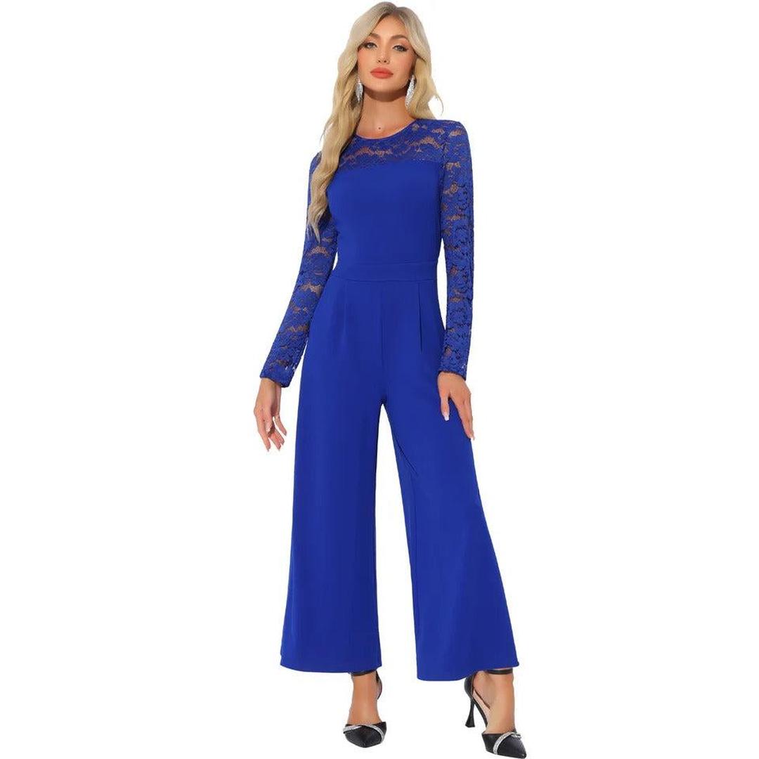 Women Jumpsuit Long Sleeve Lace Wide Leg