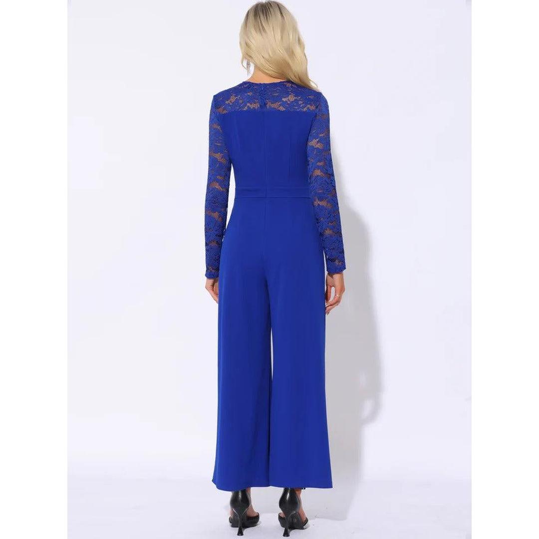 Women Jumpsuit Long Sleeve Lace Wide Leg