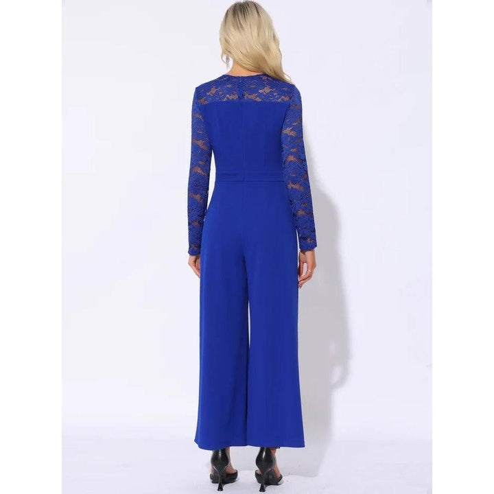 Women Jumpsuit Long Sleeve Lace Wide Leg