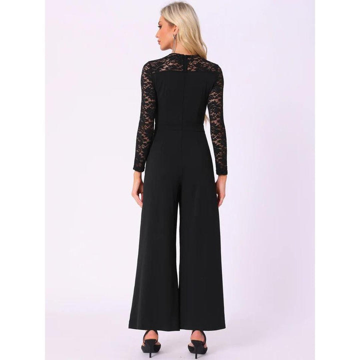 Women Jumpsuit Long Sleeve Lace Wide Leg