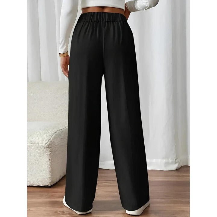 Women Pants Solid Color Elastic Waist Straight Leg