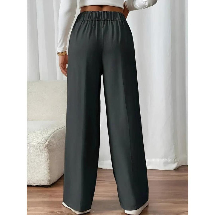 Women Pants Solid Color Elastic Waist Straight Leg