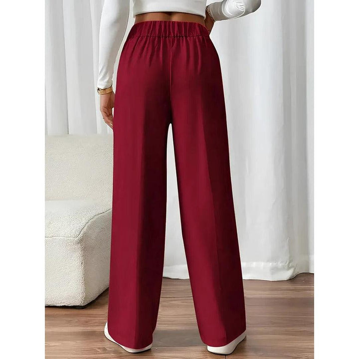 Women Pants Solid Color Elastic Waist Straight Leg