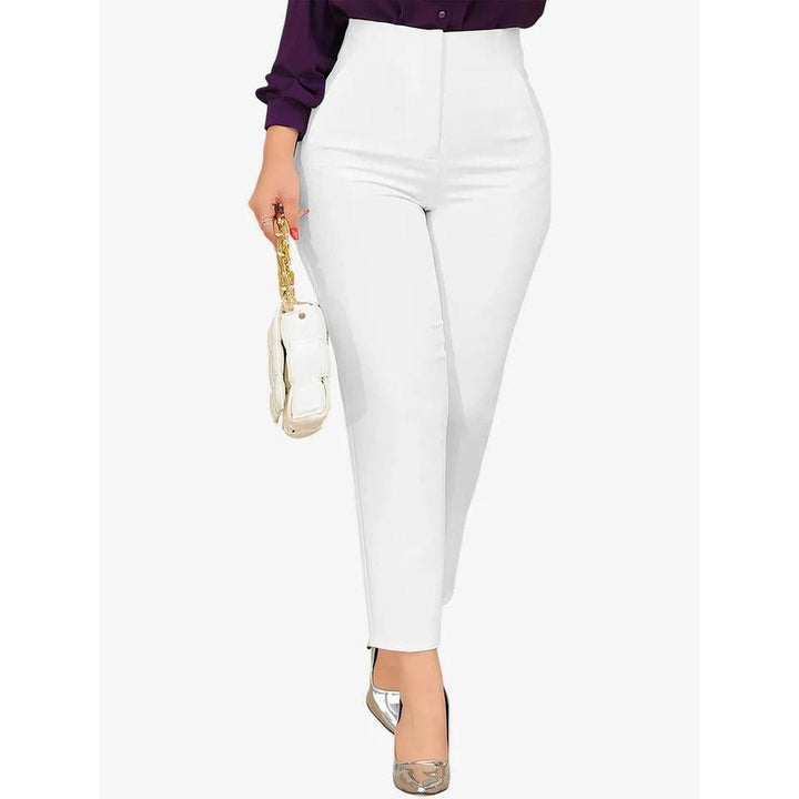 Women Pants Solid Color Pleated Straight Leg