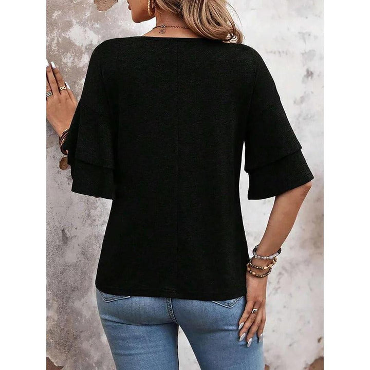 Women Shirt V Neck Layered Sleeve