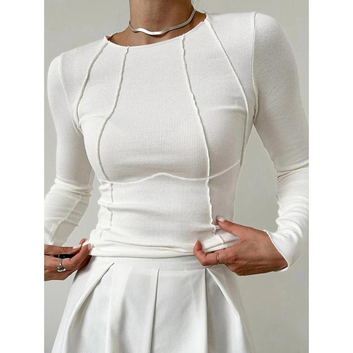 Women Solid Long Sleeve Crew Neck Top