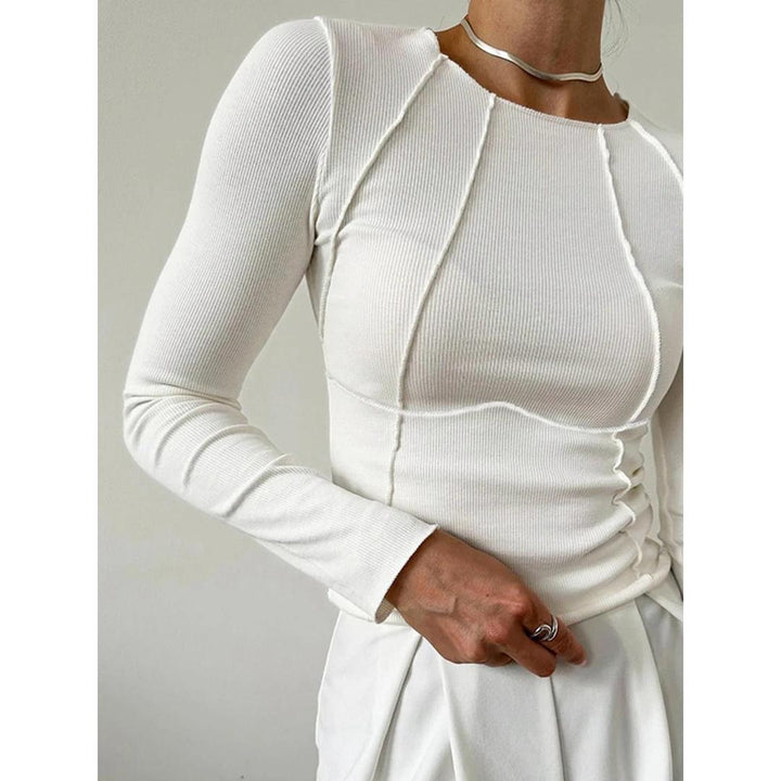 Women Solid Long Sleeve Crew Neck Top