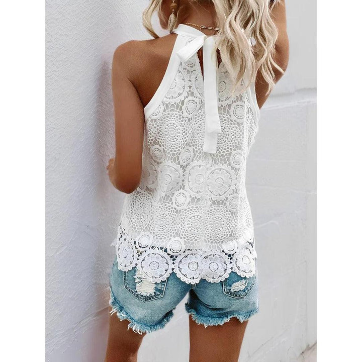Women Top Lace Halter Neck Sleeveless