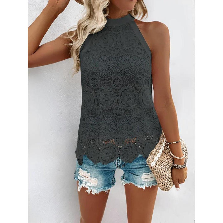 Women Top Lace Halter Neck Sleeveless