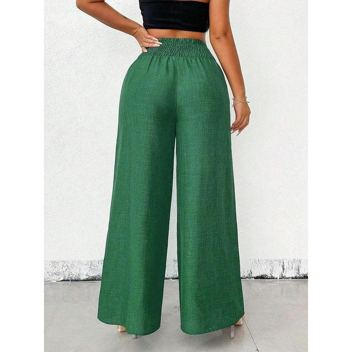 Women Wide Leg Relaxed Fit Elastic Waist Trousers
