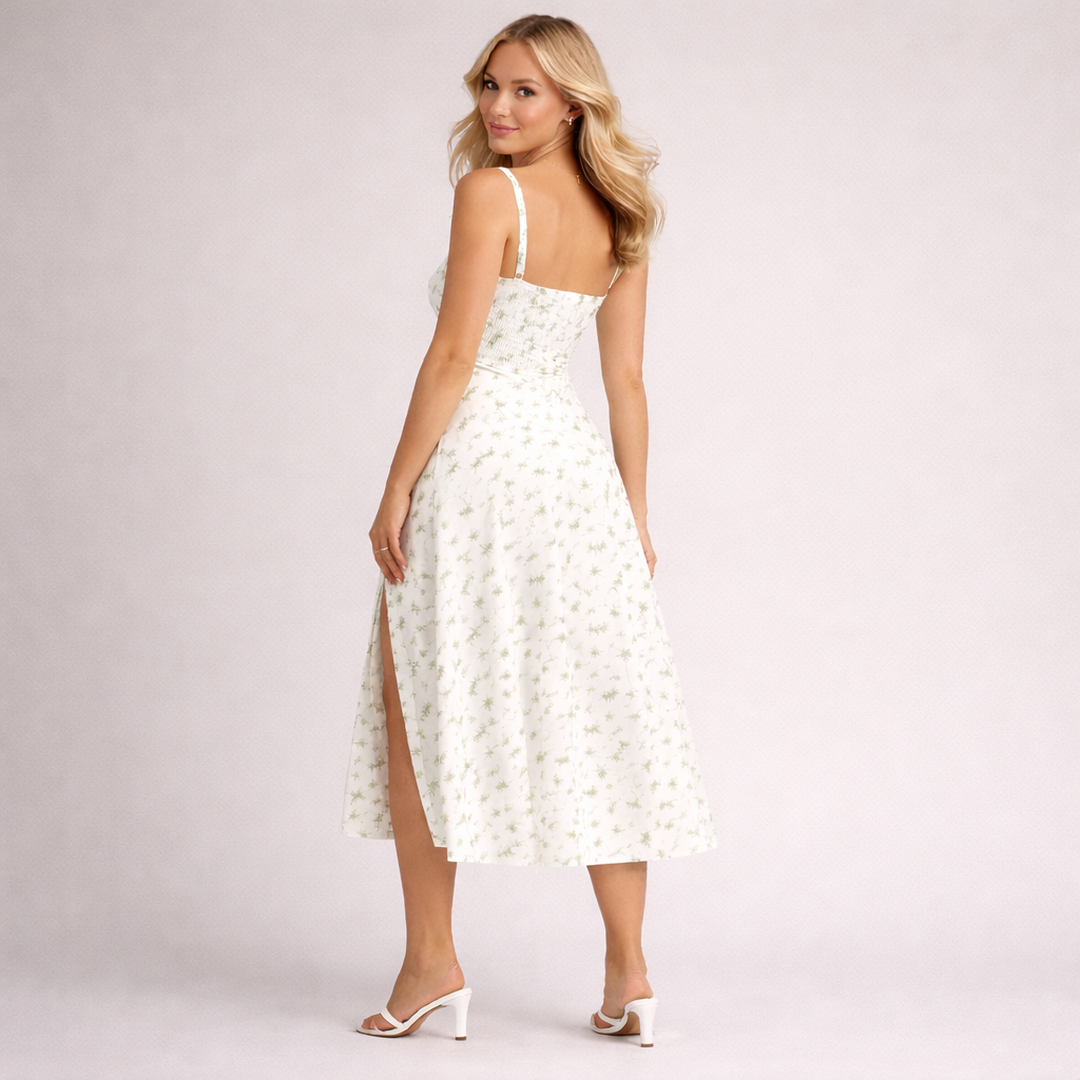 Women Dress Sleeveless Square Neck Midi Length