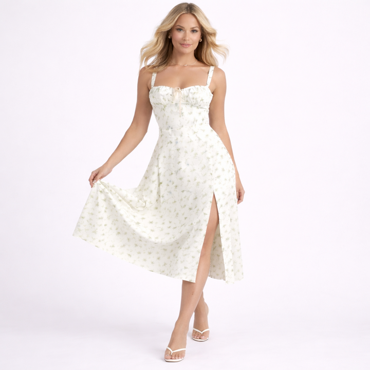 Women Dress Sleeveless Square Neck Midi Length