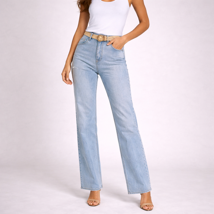 Women Jeans High Waist Straight Leg Denim