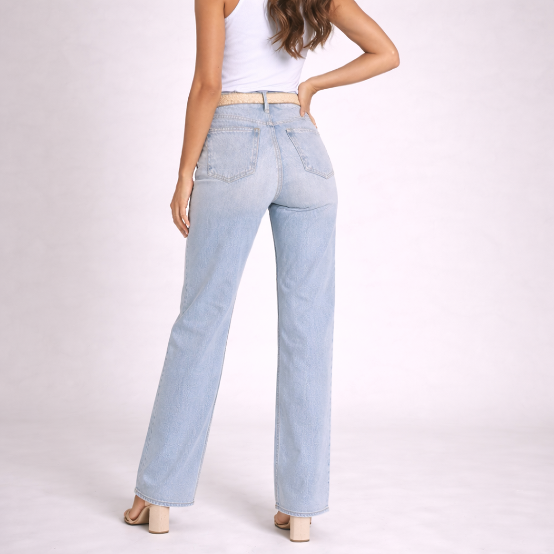 Women Jeans High Waist Straight Leg Denim