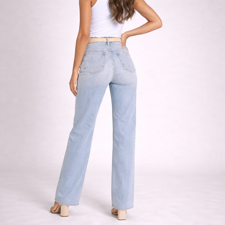 Women Jeans High Waist Straight Leg Denim